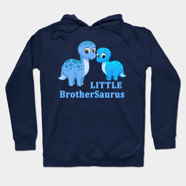 Cute Blue Brontosaurus Little Brother Dinosaur Hoodie by csforest